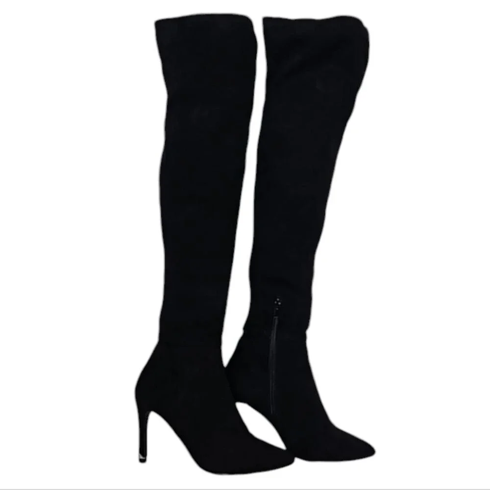 Call It Spring Thigh High Black Boots Nubuck Rosenman Size 6/36